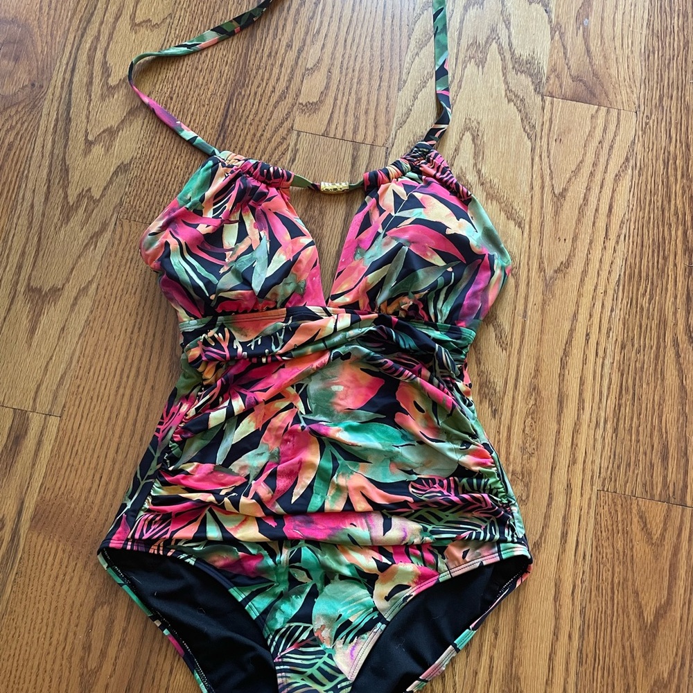 Ralph Lauren Pink and Green One Piece Swimsuit